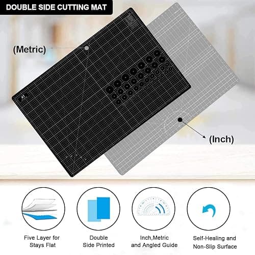 Headley Tools Thickened 24 x 36 Inch Self Healing Sewing Cutting Mat, A1 Rotary Cutting Sewing Mat for Crafts, Double Sided 5-Ply Table Cutting Board for Fabric Quilting Leather Hobby, Grey/Black thumbnail 4
