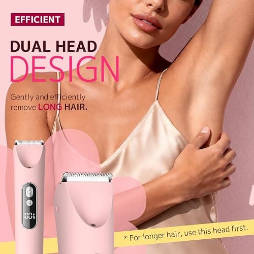CoolHair Bikini Trimmer for Women,Smooth Electric Razor for Sensitive Skin, IPX7 Waterproof Wet & Dry Cordless Body Shaver & Grooming Set for Bikini Area, Pubic Hair, Face, Underarms & Legs (Pink) thumbnail 3
