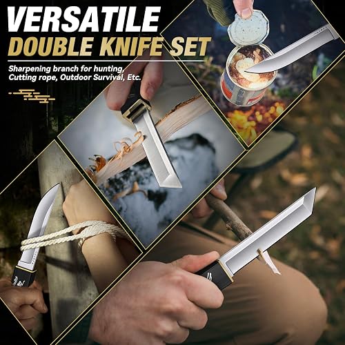 Purple Dragon Tanto Fixed Blade Knife,Outdoor Bushcraft and Survival Knife,Full Tang Outdoor Knives 2 in 1,Ideal for Camping,Hiking-Outdoor Knives Christmas Gift for Men and Women thumbnail 3