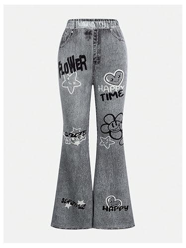 Verdusa Girl's 2 Piece Y2K Outfits Ruched T Shirt Tie Dye Flare Wide Leg Pants Legging with Pockets thumbnail 5