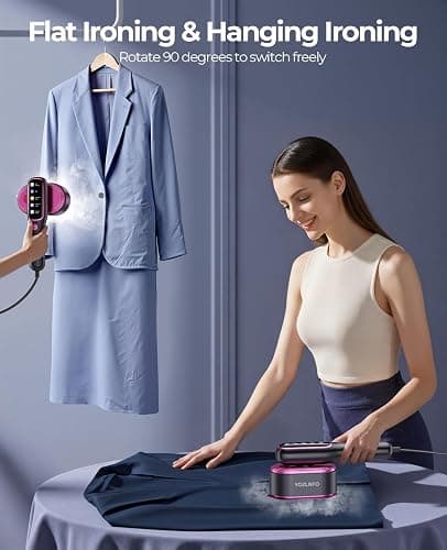 YOZLNFO Travel Steamer for Clothes Portable: Handheld Steam Iron 1200W 350°F - 5 Adjustable Steam Anti-Drip 15s Heat Up - Large Ceramic Panel 110-120V thumbnail 7