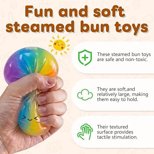 Glitter Dumpling Squishy,Dumpling Squishies,Glitter Dumpling Mystery Box,Colorful Dumpling Stress Balls Fidget,Jumbo Squishy Toy with Steamer Box,Soft Squeeze Decompression Dough (Rainbow Colors) thumbnail 5