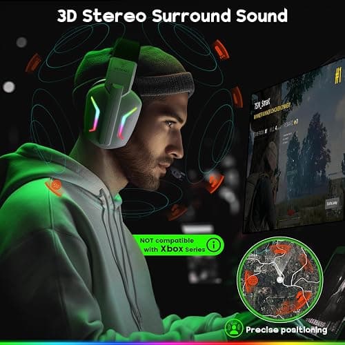 WESEARY Wireless Gaming Headset for PC, PS5, PS4, Switch, Mac, 2.4GHz Wireless Gaming Headphones with ENC Noise Canceling Microphone, Bluetooth 5.4, Cool Lighting, 50H Battery, 50mm Drivers thumbnail 3