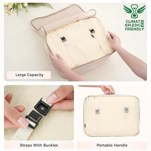 BAGAIL 8 Set Packing Cubes Luggage Packing Organizers for Travel Accessories-Cream thumbnail 6