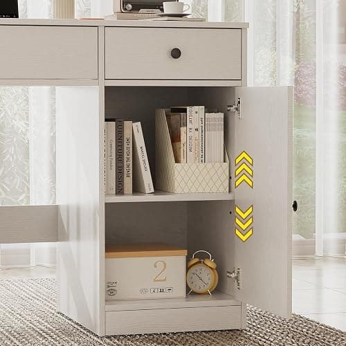 TUSY Office Desk and 5-Drawer Cabinet Set, 31.5" H White Desk with Drawers, 47.24" W Executive Desks with Storage, Computer Table for Home Office, Study, Small Spaces thumbnail 6