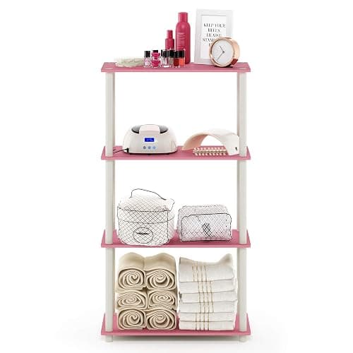 Furinno Turn-N-Tube 4-Tier Multipurpose Shelf Display Rack, Round Tubes, Pink/White thumbnail 6