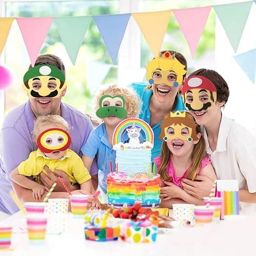 12Pcs Felt Mask, Birthday Game Themed Masks, Cosplay Party Masks, Felt Masks, Children's Party Masks, Character Masquerade, Halloween Dress Up Party Supplies for Boys and Girls Role Play thumbnail 3