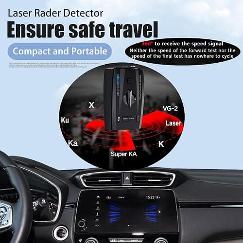 RAD1000 Laser/Radar Detector for Cars with Suction Cup Mount - X/K/Ka/KU/ST/CT Band & Laser Detection, Long Range Detection, Led Display, Mute Memory, VG-2 Immune, Multi-Mode, Ideal Gifts for Cars thumbnail 3