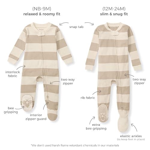 Burt's Bees Baby baby-boys Sleeper Pjs, 100% Organic Cotton, One-piece Footie, Zip Up Jumpsuit, Snug Fit Pajamas thumbnail 3