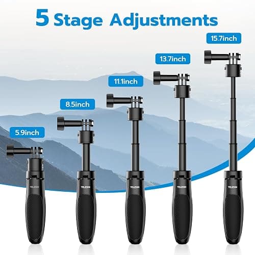 TELESIN 40cm/15.75'' Selfie Stick Tripod, Quick Release Portable Vlog Camera Selfie Stick Handle Grip Monopod for GoPro 13 12 11 10 Max/Insta360 X5/AKASO/DJI Osmo Action 6 5 pro Osmo Nano Accessories thumbnail 2
