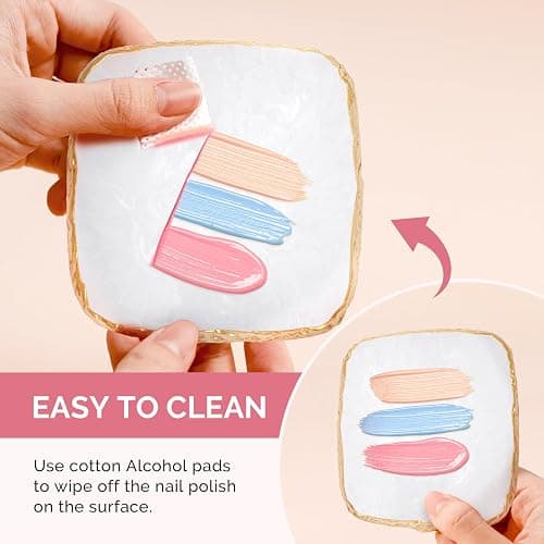 MelodySusie 1PC Square Shape Resin Nail Art Palette, Professional Color Mixing Board for Gel Polish, Acrylics, Pigment Blending, Salon and DIY Makeup Artist Tool, White thumbnail 4