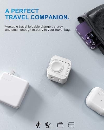 BeaSaf 36W for Apple Charging Block with Built-in Watch Charger, Foldable PD Fast Charger Block for iPhone, Dual Ports Wall Charger Compatible with Apple Watch iPhone AirPods (White) thumbnail 5