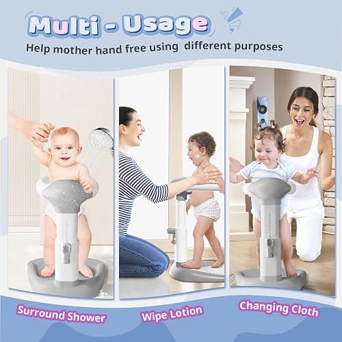 COOSEYA Baby Bath with Shower Stand Support|Anti-Pinch Soporte para Bañera de Bebé Adjustable Shower Tower and Anti-Slip for Toddler Standing Up Themselves,Ideal Gift for Infants 6-36 Months thumbnail 6
