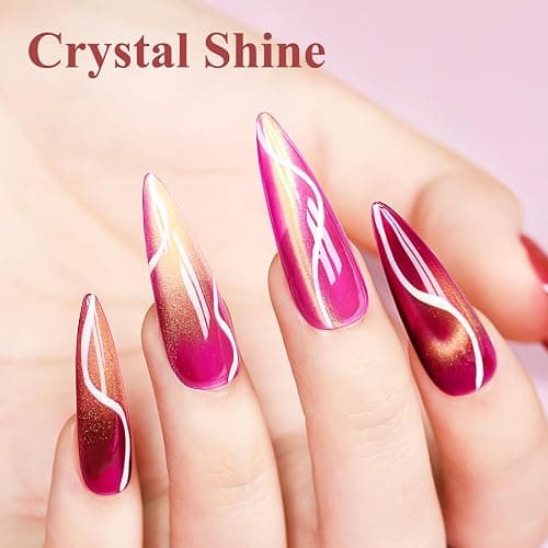 Bevimee Cat Eye Gel Nail Polish Set-10 Colors with Magnet Cats Eye Gel Polish Silver Pink Blue Jelly Glass Effect Crystal Glitter Cateye UV Kit Home Manicure DIY Nail Art thumbnail 4