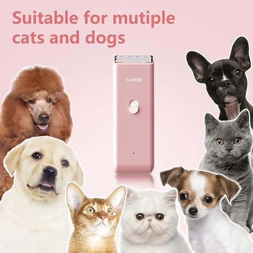 Founouly Pink Dog Cat Clippers, Home Professional Cordless Cat Grooming Tools for Dog Thick Coat Clippers, Low Noise Pet Hair Trimmer Kits with 9-Pieces thumbnail 6