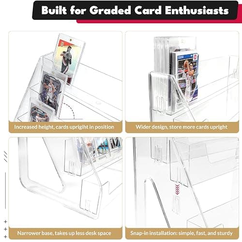TrendTrust Trading Card Display Stand, Vertical Holder for Baseball Basketball Sports Graded Card Display Stand Tabletop for PSA BGS SGC Slabs, Snap-On Assembly(5 Tier, 1 Pack) thumbnail 5