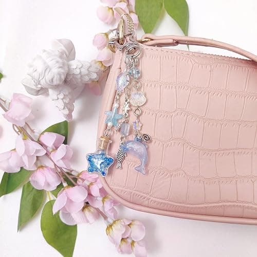 cioatu Y2K Aesthetic Keychains for Women Cute Flowers Star Cake Jellyfish Keychins Charms Kawaii Bag Purse Decor thumbnail 7