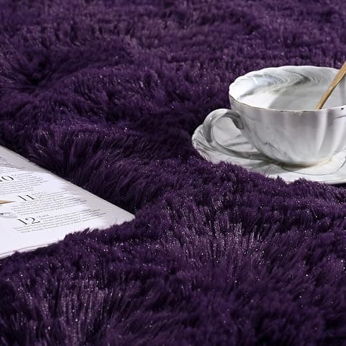 Softlife Rugs for Bedroom 4x5.3 Feet Purple Area Rug for Living Room Super Soft Shaggy Rugs for Dorm Fluffy Fuzzy Carpets Long Plush Bedside Rug Nursery Girls Boys Kids Room Home Christmas Decoration thumbnail 6