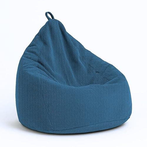 chilly pilley Sitzsack aus Cord mit EPS-Füllung - Sitzkissen - Bequem Bean Bag (Dunkelblau, 65x85) - Image 1