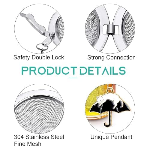 2Pack Tea Infuser with Cute Cat Charm,Premium Stainless Steel Loose Leaf Tea Strainer Tea Steeper Tea Ball Tea Infusers for Loose Tea thumbnail 5