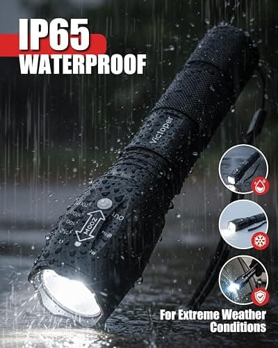 Victoper LED Flashlight 2 Pack, Bright Tactical Torch High Lumens 5 Modes, Waterproof Zoomable Flash Light for Outdoor, Birthday Gifts for Men, Dorm Room Hiking Camping Essentials Gear for Guys thumbnail 4