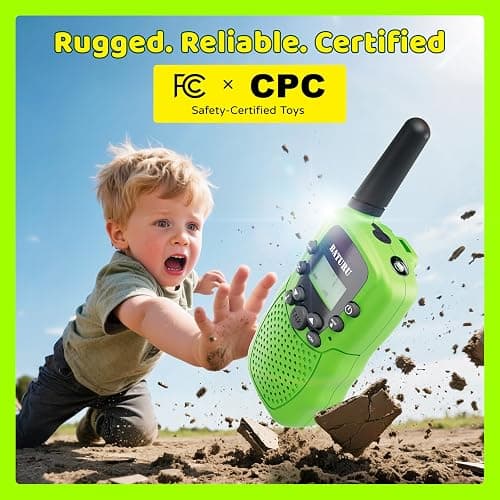 BATURU Rechargeable Walkie Talkies for Kids 3 Miles Long Range, 22 Channels Walkie Talkie with Clear Sound, Battery-Saving Kids Walkie Talkies 3 Pack, Stocking Stuffers for Girls Boys Age 5-10 thumbnail 8