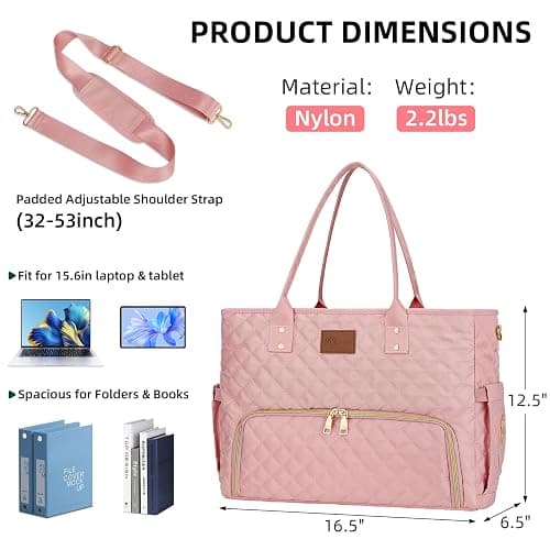 KKXIU Lunch Tote Bag for Teacher & Nurse, 15.6 Inch Laptop Tote with Insulated Lunch Box Pocket for Women thumbnail 5