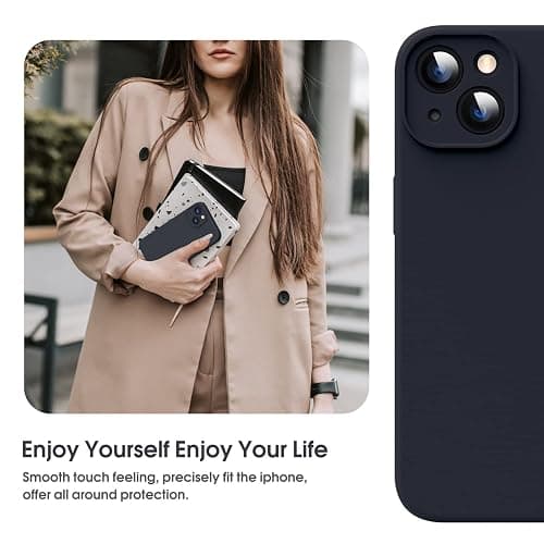 Supdeal Liquid Silicone Case for iPhone 13, [Camera Protection] [Anti Fingerprint] [Wireless Charging] 4 Layer Phone Case Protective Cover, Built-in Microfiber Case Cover, 6.1", Black thumbnail 7