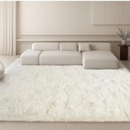 Mtandyx Area Rugs for Living Room, Bedroom, Cream Plush Fluffy Carpet | 6x9 Non-Slip Upgrade High Pile Carpet, Thick Soft Fuzzy Rug, Kid Boys Girls Playroom. Cozy, Modern Design. thumbnail 9