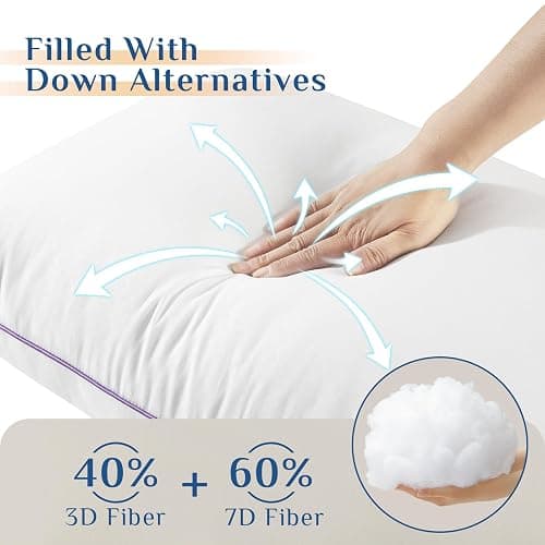 JOLLYVOGUE Firm Pillows Queen Size Set of 2, Supportive Bed Pillows with Oeko-Tex Certified Down Alternative Fill, Luxury Hotel Quality for Back, Stomach and Side Sleepers thumbnail 3