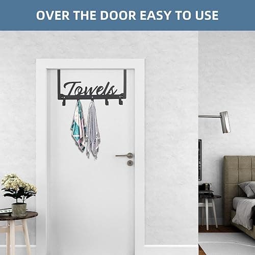 Azmoncy Over The Door Hooks, Towel Rack for Bathroom Towel Holder for Hanging Heavy Duty, Over Door Hanger with 5 Coat Hooks for Bedroom Bathroom Kitchen Towels, Pink thumbnail 6