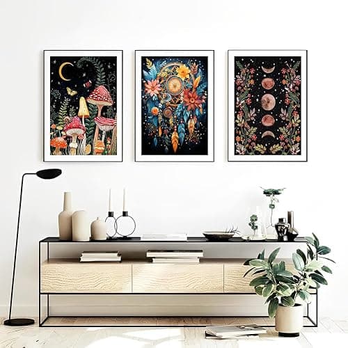 OFRKE Diamond Painting Kits for Adults,3 Pack Mushroom Moon Diamond Art for Beginners, Diamond Round 5D Full Drill Paint with Diamonds Pictures Gem Art Painting Kits DIY Crafts Kits 12x16inch thumbnail 5