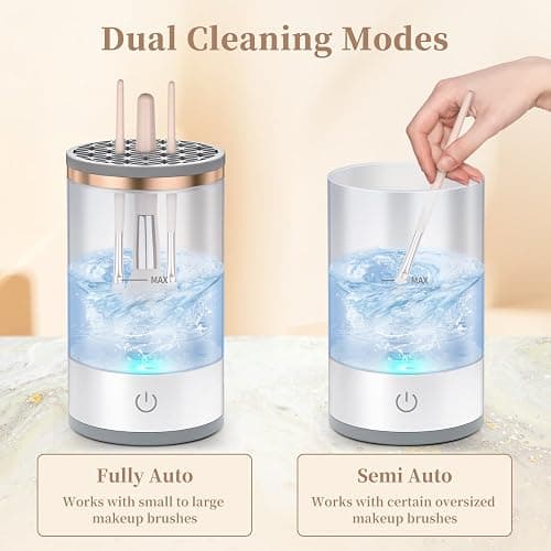 Electric Makeup Brush Cleaner, Quick Efficient Machine for Deep Cleaning All Types of Brushes, Portable Compact Design for Travel Home Use, for Makeup Lovers & Professionals - White thumbnail 5