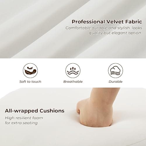 Flouki 19.5" Storage Ottoman Round, Vanity Stools for Bedroom, Entryway Ottoman for Console Table, Ottoman Stool for Girls Women, Foot Stool for Living Room, Velvet White thumbnail 4