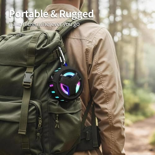 EBODA Bluetooth Shower Waterproof Speaker Portable Gifts for Kayak Teens | IP67 Small Mini Speakers with LED Light, Floating, 2000mAh, True Wireless Stereo for Hiking, Beach, Stuff for Boys Men-Black thumbnail 5