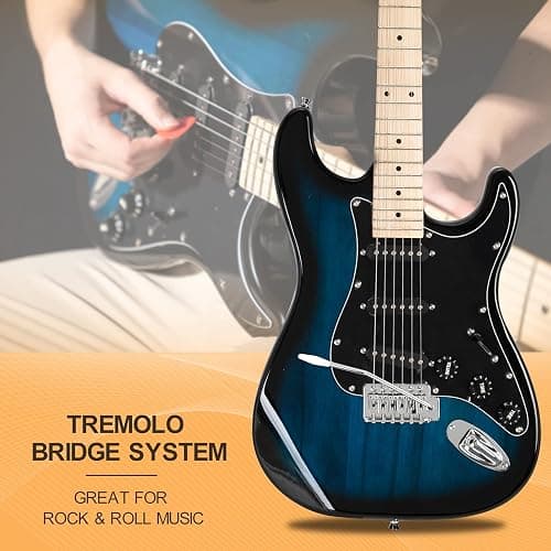 GLARRY Full Size Electric Guitar for Beginner with Amp and Accessories Pack Guitar Bag (Dark blue) thumbnail 3