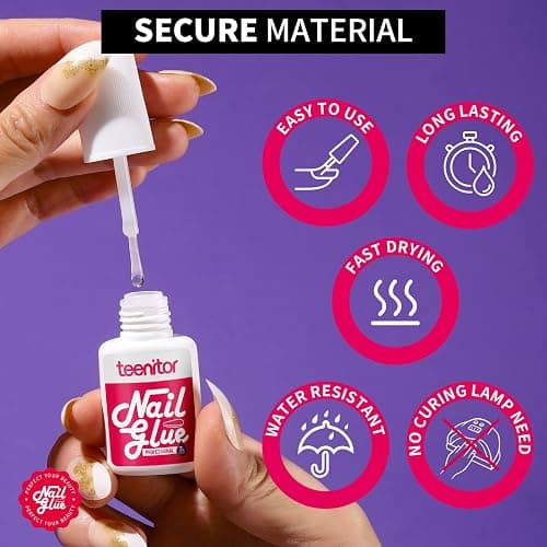 Teenitor Nail Glue for Press Ons, 3 Pack Best Nail Glue for Gel Tips with Nail Files, Super Strong Nail Glue for Broken Nail Brush on Nail Glue for Press on Nails thumbnail 6