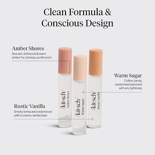 Kitsch Hair Perfume for Women - Trio Set | Clean, Deodorizing & Patented Odor-Eliminating Technology Hair Spray & Body Mist - Freshen Hair, Pillows - Amber Shores, Warm Sugar, Rustic Vanilla, 3x10mL thumbnail 4