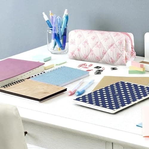 Sherr Coquette Bow Pencil Case Pink Bow Cute Pencil Pouch Soft Cotton Storage Bag Aesthetic Pattern Gift Makeup Pouch Cosmetic Bag for Women thumbnail 2