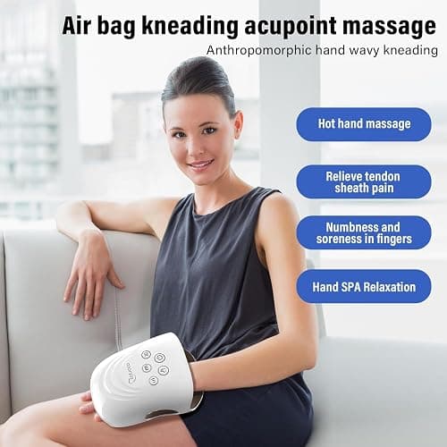 cotsoco Hand Massager - 3Massage Sizes, Cordless Hand Massager with Heat & Compression for Arthritis and Carpal Tunnel, Gift for Men Women Family Friends, Relaxation at Home, Office, Outdoors, White thumbnail 3