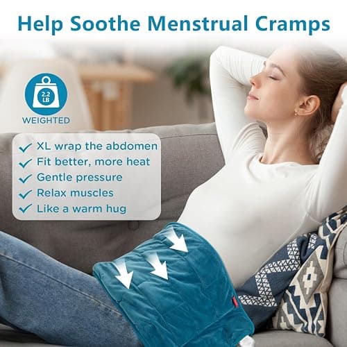 Comfytemp Weighted Heating Pad for Back & Period Cramps, FSA Eligible, Birthday Gifts for Mom Dad Women Men, 2.2lb HSA Electric Heat Pad for Neck Shoulder Pain Relief, 2H Auto-Off Heated Pad, 12x24 thumbnail 2