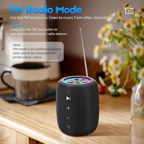 Portable Bluetooth Speaker, BT5.3 Wireless Speaker 20W Bass Diaphragms with Multi LED Light Dynamic Modes, IPX6 Waterproof 16H Playtime supports FM Mode, TF, USB for Home, Cycling, Outdoor, Beach thumbnail 5