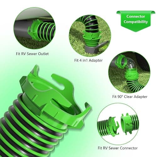 AVERONR 20 FT Extra Long Sewer Hose for RV Camper - Heavy Duty Sewage Hose with 2 Caps - TEP Material Resists Crushing Odor-Proof and Leak-Proof (20-Ft) thumbnail 3