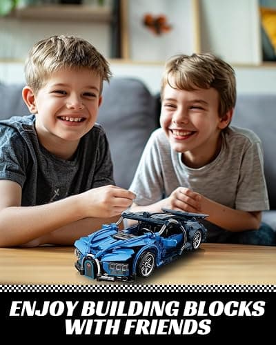 Nueris 1:18 Technic Super Sports Cars Model Sets - 423 PCS Blue MOC Building Block Car Raceing Engineering Toys - Gift Idea for Adults Boys Girls for Play and Display Collection thumbnail 6