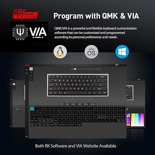 RK ROYAL KLUDGE RK61 Wired 60% Mechanical Gaming Keyboard Programmable QMK/VIA RGB Backlit 61 Keys Ultra-Compact Hot Swappable Brown Switch Black thumbnail 7