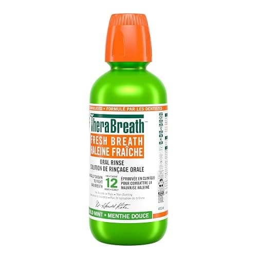 TheraBreath Fresh Breath Oral Rinse, Clinically Shown to Fight Bad Breath for 12 Hours, Alcohol-Free & Dye-Free Mouthwash, Certified Vegan, Halal, Kosher & Gluten-Free - Mild Mint, 473ml (Pack of 1) thumbnail 9