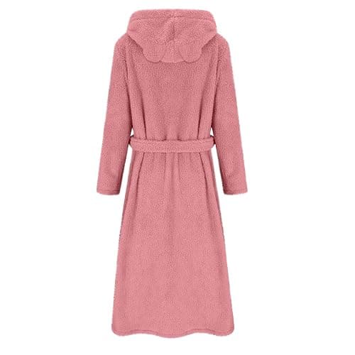 Saxrel Girls Cute Ear Hooded Bathrobe Fleece Dressing Gown – Kids' Home Bath Robe with Waistband Soft Plush Thickened Nightgown Velvet Sleepwear with Pockets 5-14 Years thumbnail 6