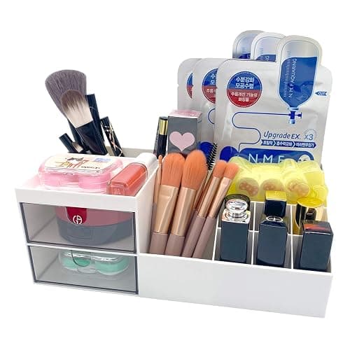 Marknor Cosmetic/Makeup Vanity Organizer Box, Mini Desk Storage for Office Supplies, Bathroom Counter or Dresser, White thumbnail 4