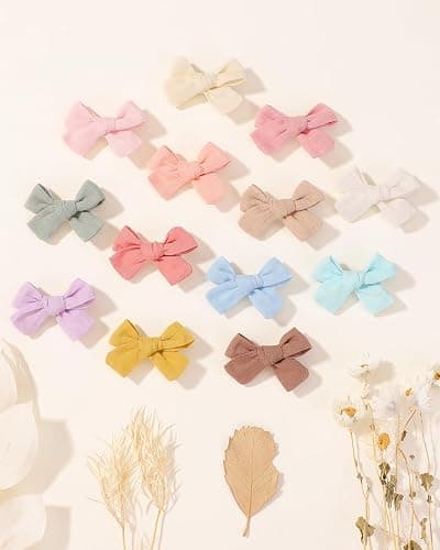 jollybows Mini Lined Hair Clips Bows for Babies, Infants, Toddlers, Girls and Teens - 40pcs 2" Tiny Barrettes - Shape A-20 colors thumbnail 9