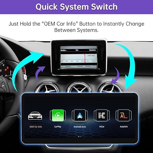 NINETOM 2025 Upgraded 12.3" Ultra-Narrow Touchscreen Wireless CarPlay Android Auto Receiver Compatible with Mercedes-Benz GLA/CLA/A/G -Class C117/X117/X156 (2013–2015), for NTG 4.5/4.7 System thumbnail 4